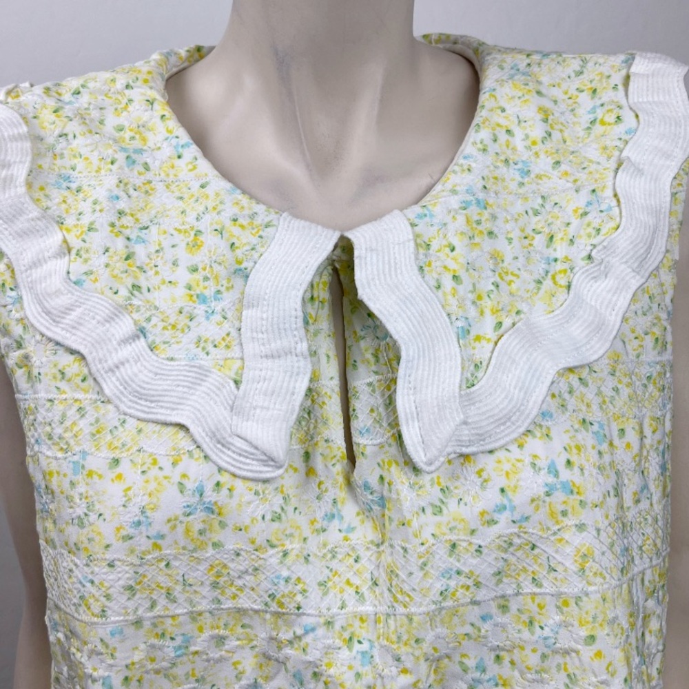 Just Me Yellow and Green Floral Wide Collar Dress - Picture 8 of 8